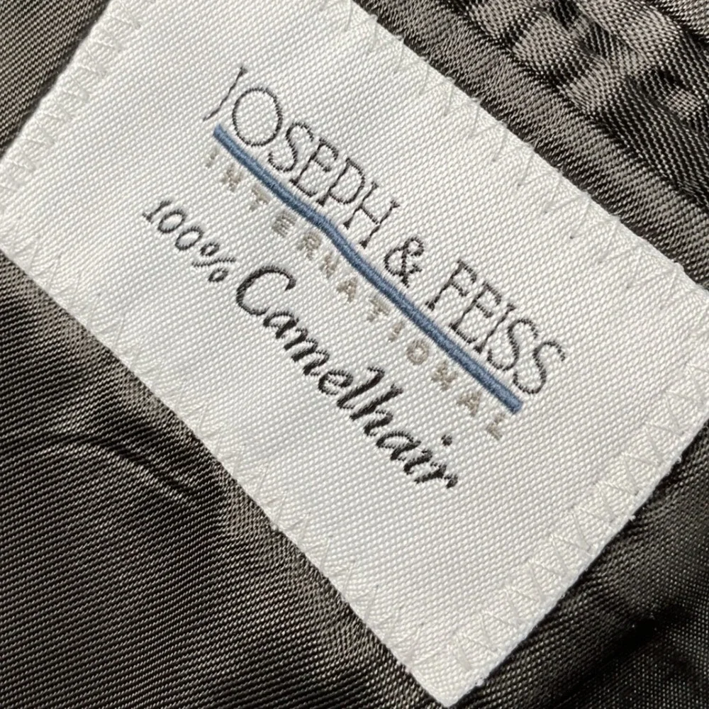Joseph & Feiss Blazer Mens 48 Regular Black Excellent 100% Camel Hair Sport Coat